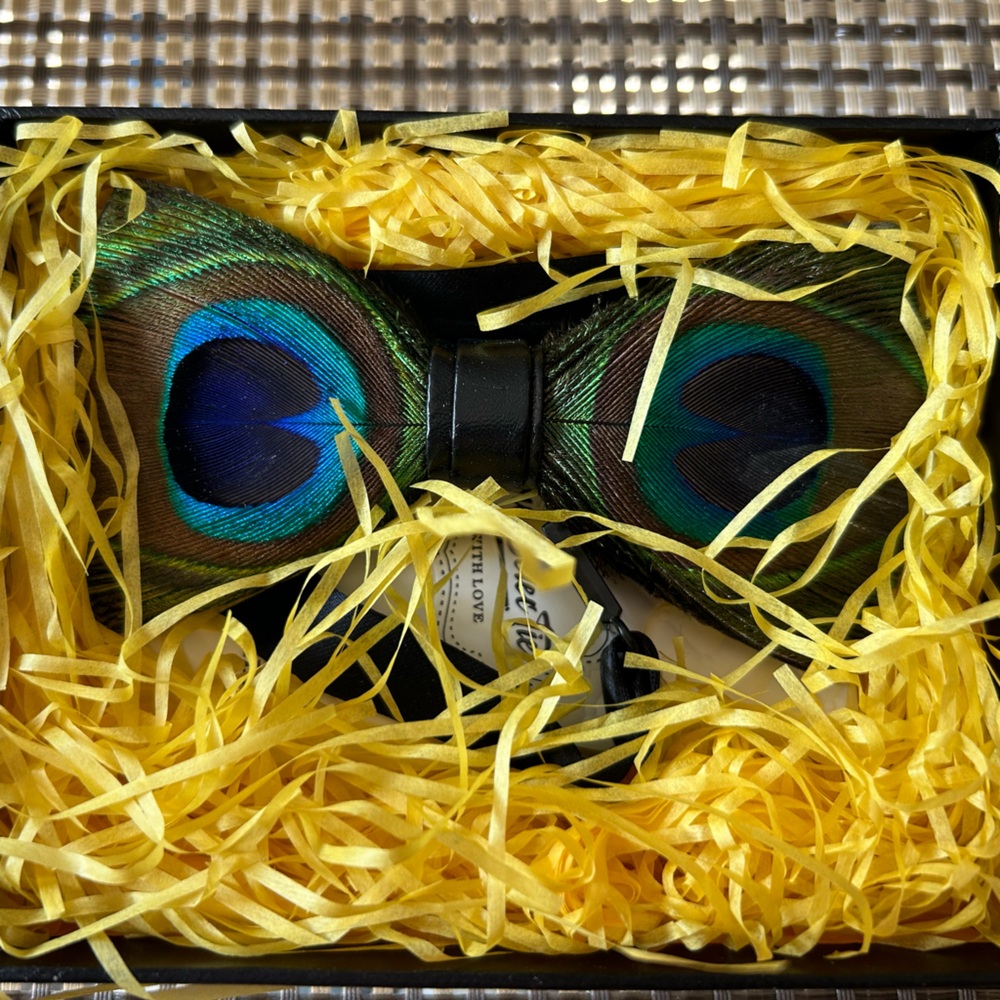 Custom peacock bow tie